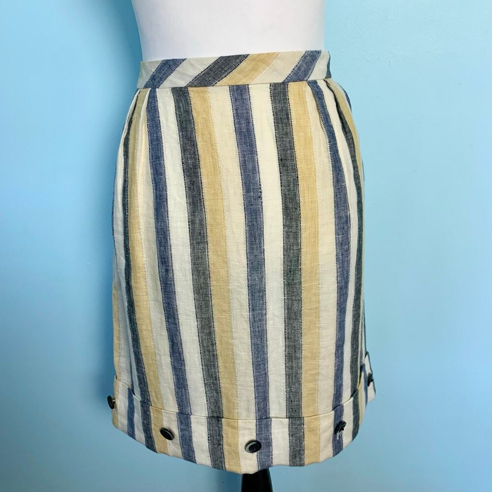 Anthropologie Edme & Esyllte Striped Linen Skirt Size 4 - Picture 2 of 9